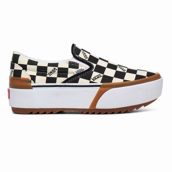 Női Vans Checkerboard Classic Stacked Platform Cipő VA2746081 Színes/Fehér